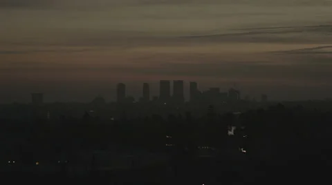 Beverly Hills skyline at sunset Stock Footage 65051053