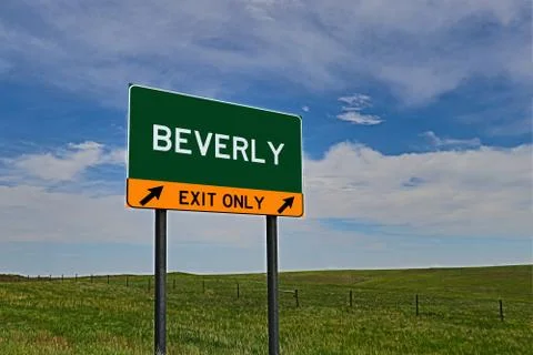 BEVERLY US Highway Exit Only Sign Stock Photos