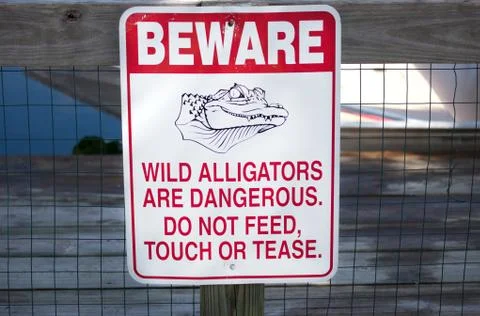 Beware of alligators sign Stock Photos