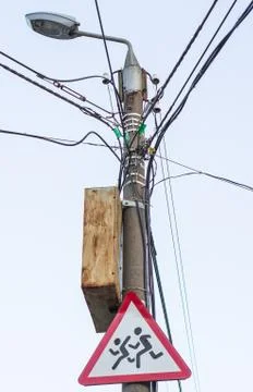 Beware, children! roadsign Stock Photos