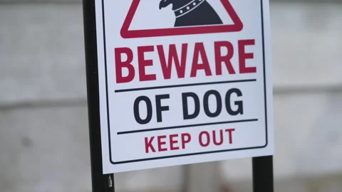Beware of Dog Keep Out Warning Sign Stock Footage 342186151