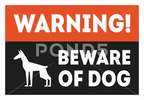 Beware of Dog Red and Black Warning Sign Vector Illustration Stock Illustration