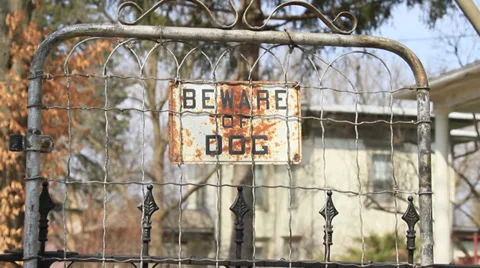 Beware of Dog Sign Stock Footage 36992118