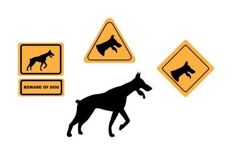 Beware of Dog Warning Icon. Guard Dog Danger Prohibited Sign Pictogram Illustrazione stock