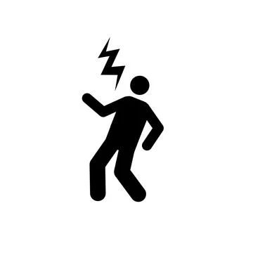 Beware of electric shock warning sign character electrocuted Stock Illustration