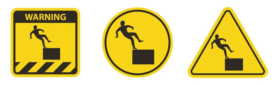 Beware High Level Drop Symbol Sign Isolate On White Background,Vector Illustr Stock Illustration