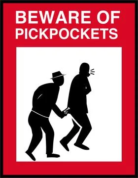 Beware of Pick Pockets Warning Sign vector Illustration Stock Illustration