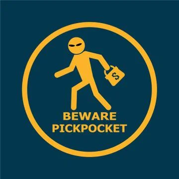 Beware pickpocket sign Stock Illustration