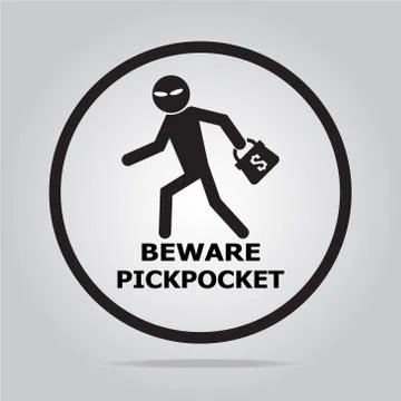Beware pickpocket sign Stock Illustration