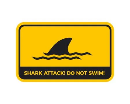 Beware of the shark attack. Horizontal Warning sign Stock Illustration