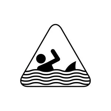 Beware sharks attack warning sign Stock Illustration