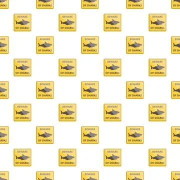 Beware of sharks warning sign yellow pattern Stock Illustration