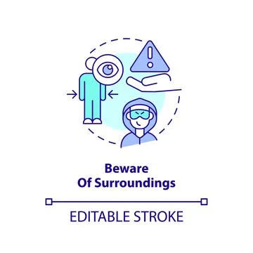 Beware of surroundings concept icon Stock Illustration