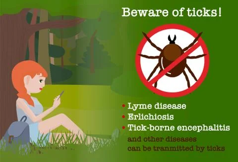 Beware of ticks infographics. Stock Illustration