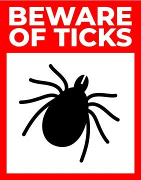 Beware of Ticks Warning Sign Vector Illustration with Dangerous Parasitic Insect 스톡 일러스트