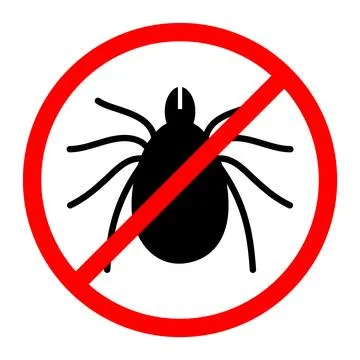 Beware of Ticks Warning Sign Vector Illustration with Dangerous Parasitic Insect Stock Illustration