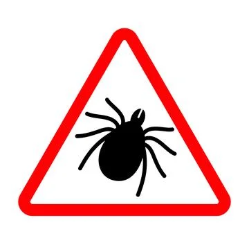 Beware of Ticks Warning Sign Vector Illustration with Dangerous Parasitic Ins Stock Illustration