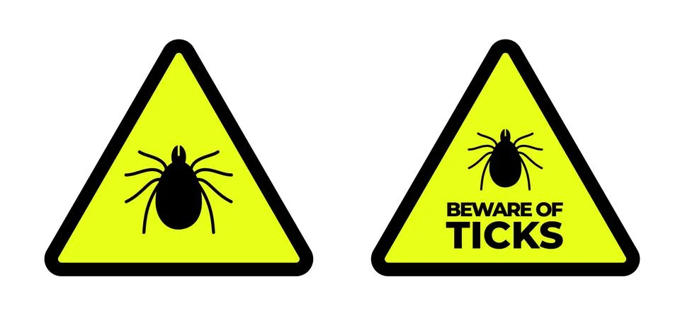 Beware of Ticks Warning Sign Vector Illustration with Dangerous Parasitic Ins Stock Illustration