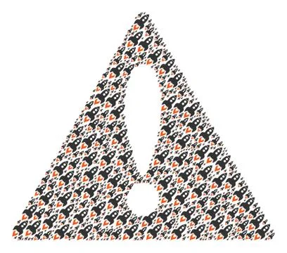 Beware Triangle Sign Pattern of Space Rocket Launch Icons Illustrazione stock