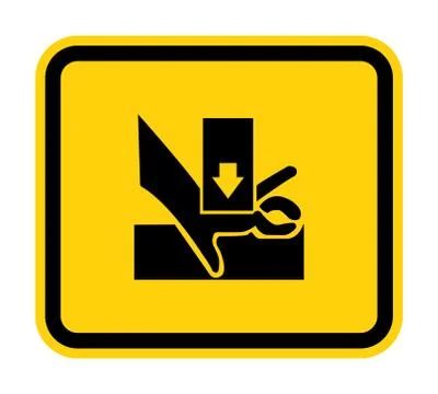 Beware You Hand When Using Silkscreen Symbol Sign Isolate On White Background Illustrazione stock