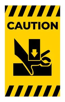 Beware You Hand When Using Silkscreen Symbol Sign Isolate On White Background Illustrazione stock