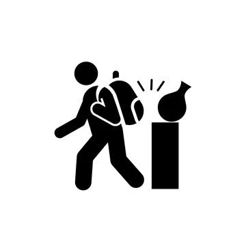 Beware of your backpack museum icon symbol Stock Illustration