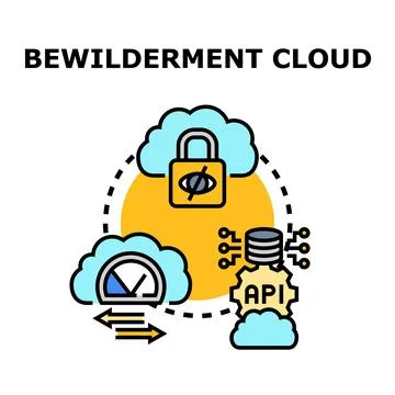 Bewilderment cloud concept representing data processing and security Stock Illustration