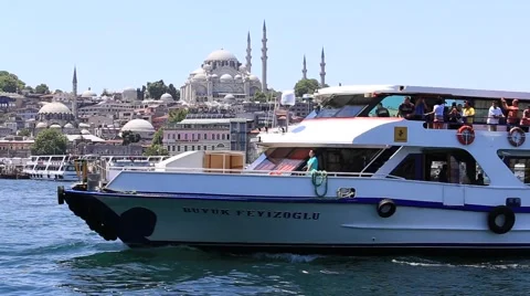 Beyoglu district  historic architecture and Muslim Mosque. Istanbul, Turkey Stock Footage 54598994