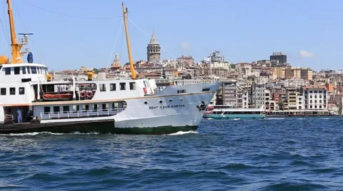 Beyoglu district historical architecture and Galata tower in Istanbul, Turkey Stock Footage 52767601