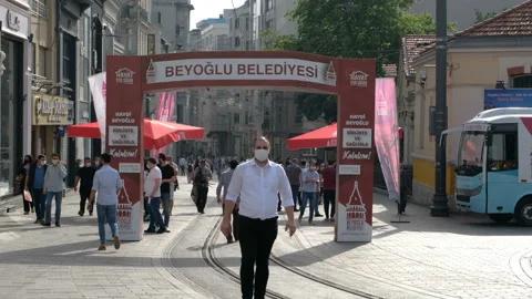 Beyoglu Municipality created points  to inform about epidemic. Stock Footage 134061533