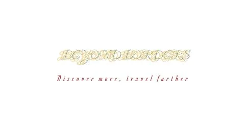 BEYOND BORDERS masked text design featuring rounded linework star repeat pattern Stock Illustration
