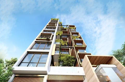 Beyond Boundaries Exploring the Innovative Exterior Design of 3D Rendered M.. Stock-Illustration