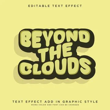 Beyond the clouds premium editable text effect vector Stock Illustration