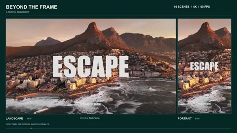 Beyond the Frame Travel Slideshow | Modern Typography Photo Promo Stock After Effects