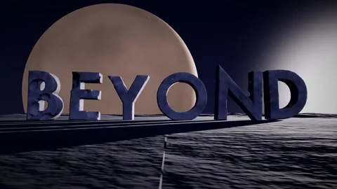 Beyond Monolithic Letters on a Barren Alien Plateau with a Planet Rising on the Stock Footage 341801600