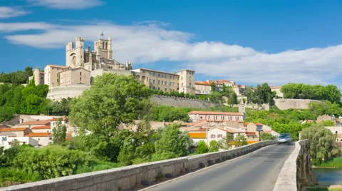 Beziers at a spring day Stock Footage 53749197
