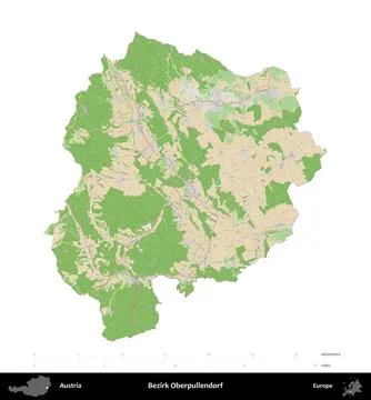 Bezirk Oberpullendorf, Austria, isolated on white. Topographic French Stock Illustration