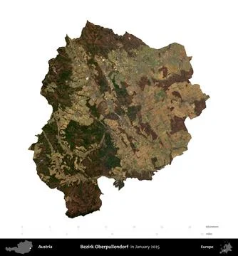 Bezirk Oberpullendorf, Austria, isolated on white. Sentinel-2 Mosaic. January Stock Illustration