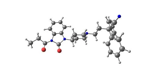 Bezitramide molecular structure isolated on white Stock Illustration