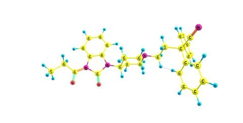 Bezitramide molecular structure isolated on white Stock Illustration