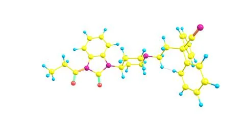 Bezitramide molecular structure isolated on white Stock Illustration