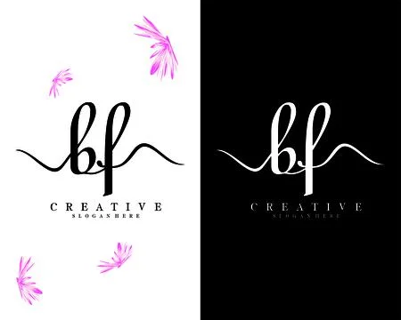 Bf, fb handwriting script letter logo design vector Illustrazione stock
