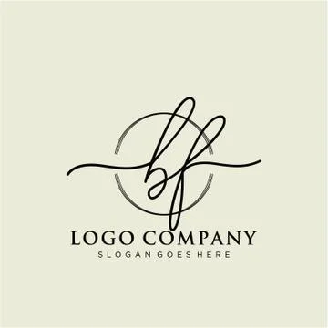 BF Initial handwriting logo design Stock Illustration