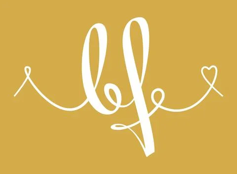 BF initial wedding monogram calligraphy vector illustration. Hand drawn let.. Stock Illustration