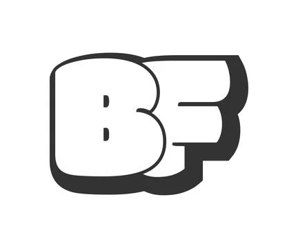 BF logo, bubble comic lettering, rounded in graffiti style black and white .. イラスト素材
