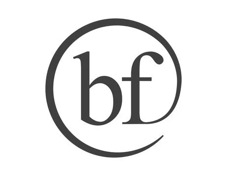 BF logo from two letter with circle shape email sign style. B and F round l.. Stock Illustration