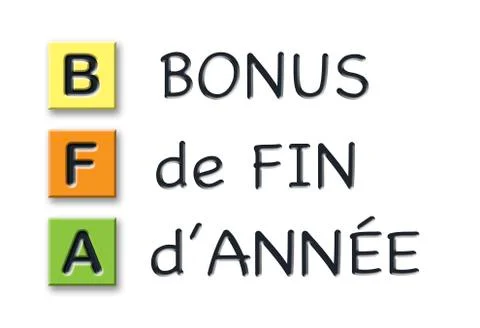 BFA initials in colored 3d cubes with meaning in french language Illustrazione stock