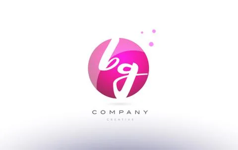 Bg b g  sphere pink 3d hand written alphabet letter logo Stock Illustration