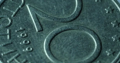 BG Nickel Silver Coin Tail with Nominal 20 Stotinki High Detail Macro Video Stock Footage 275505755