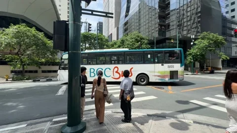 BGC Bus Transit in Bonifacio Global City 4k 60fps Video stock 339199841